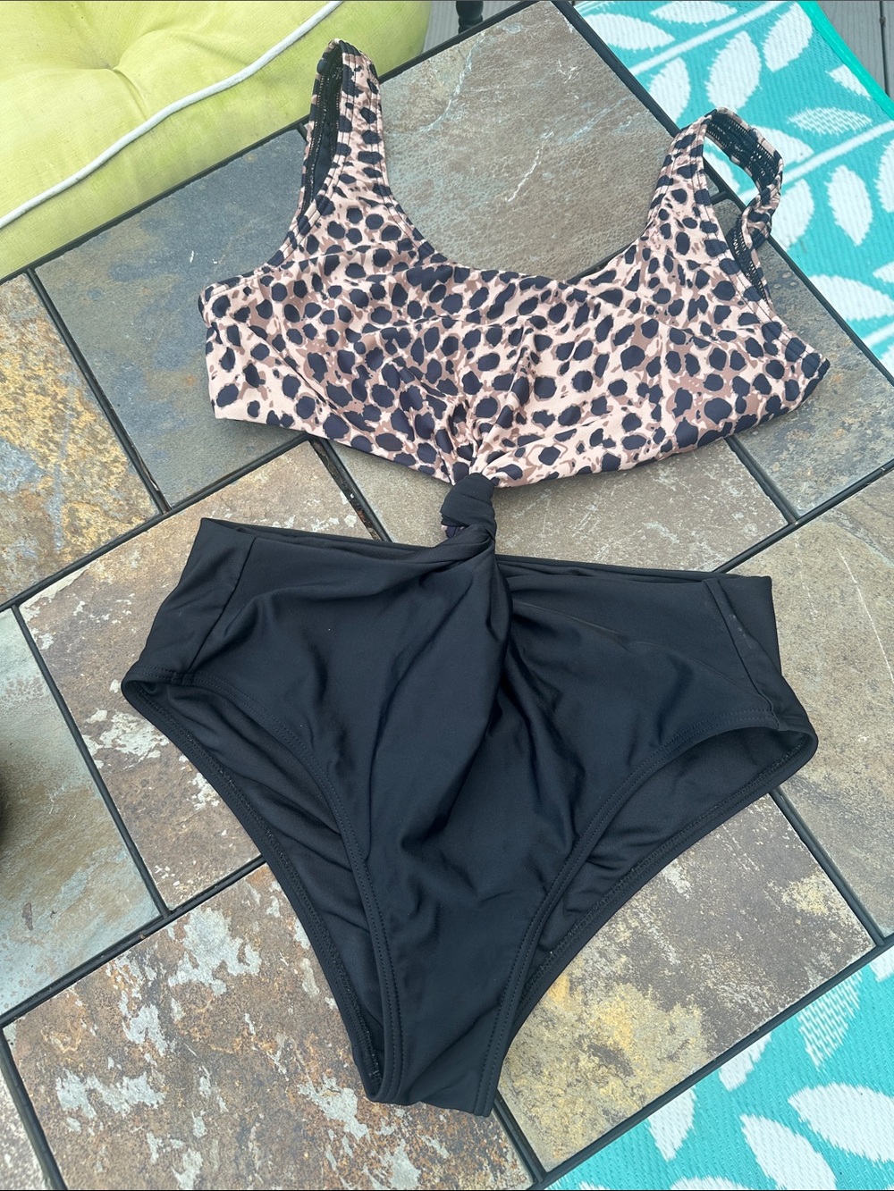 Pink Lily Black & Leopard monokini